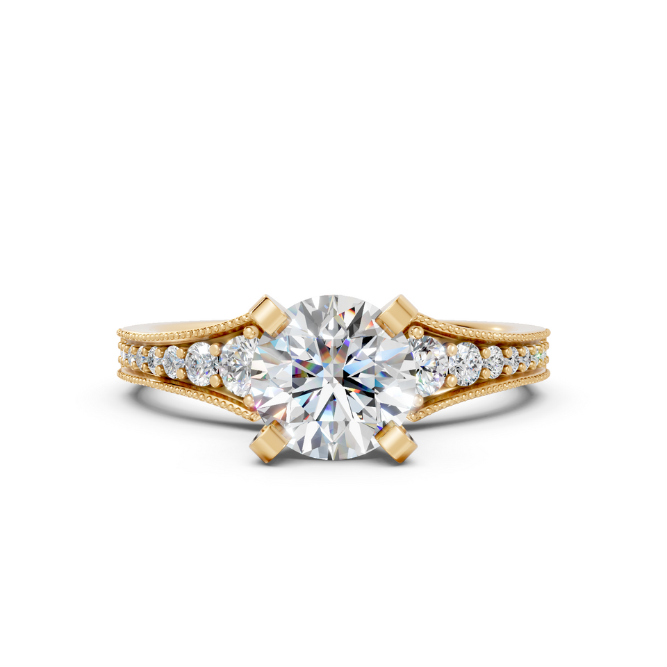 Vintage-Inspired Milgrain Round Diamond Engagement Ring (1.33 cttw)