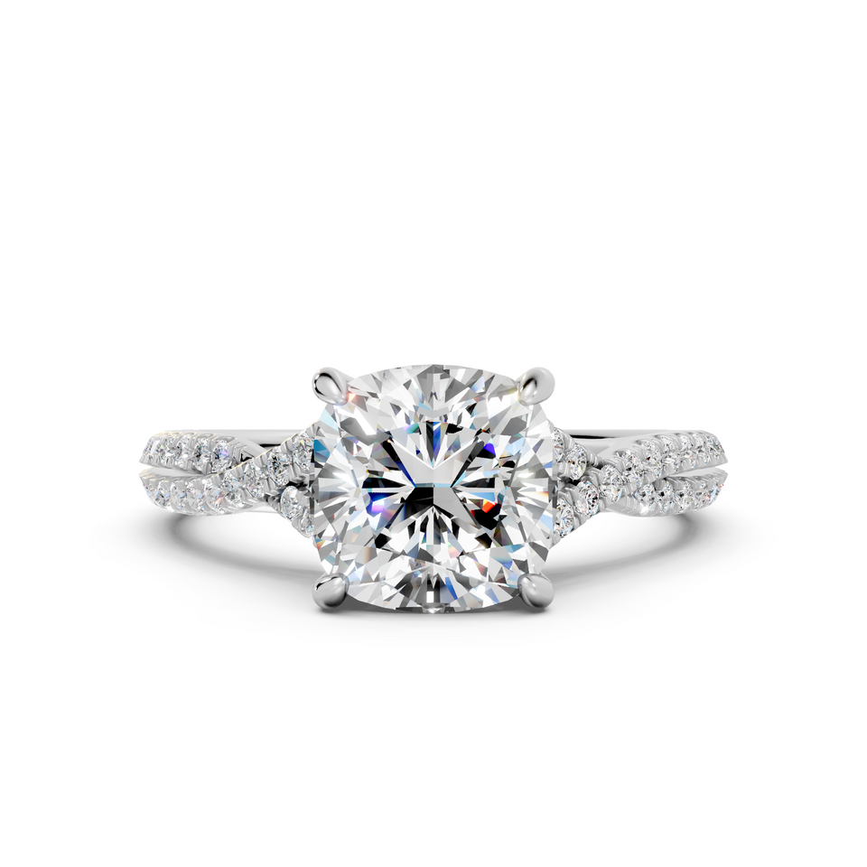 Cushion-Cut Diamond Twisted Vine Engagement Ring (2.28 cttw)