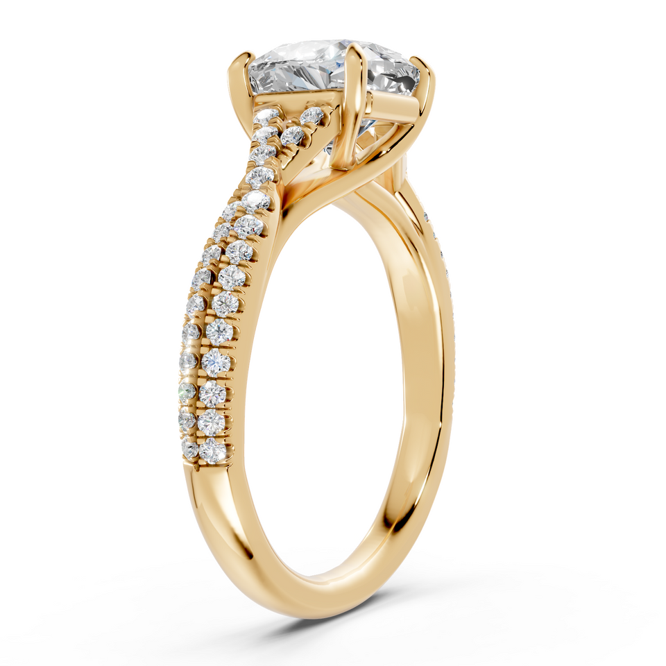 Cushion-Cut Diamond Twisted Vine Engagement Ring (2.28 cttw)