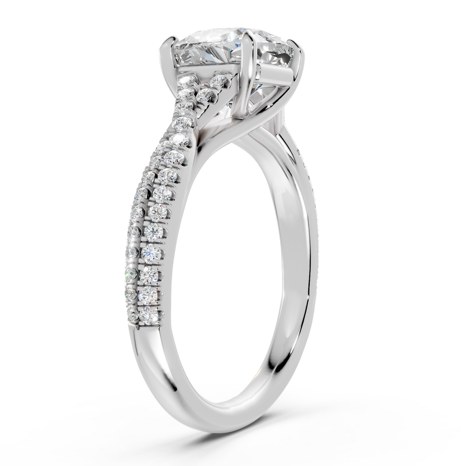 Cushion-Cut Diamond Twisted Vine Engagement Ring (2.28 cttw)