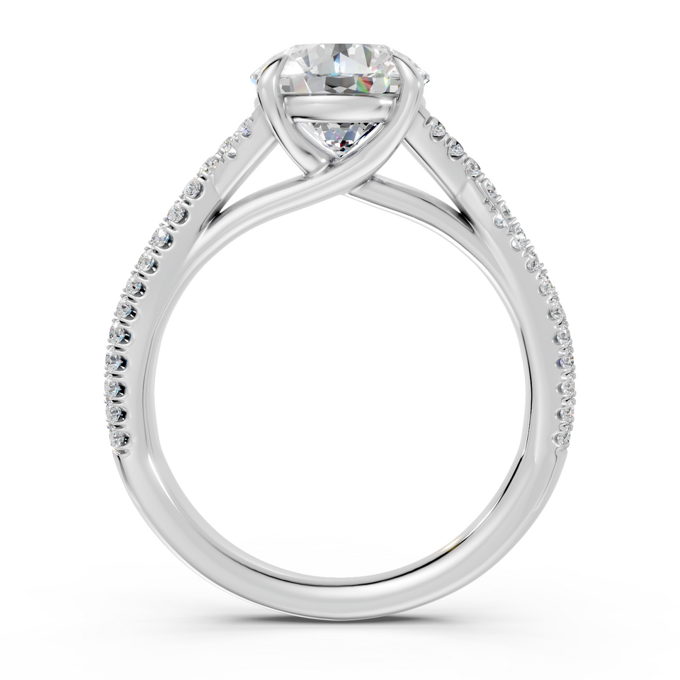 Criss-Cross Split Shank Round Diamond Engagement Ring (2.28 cttw)