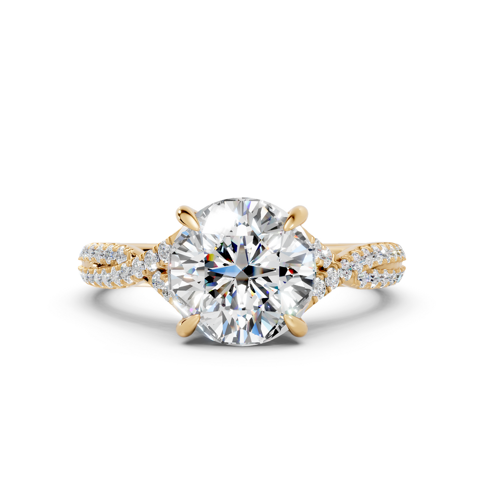Criss-Cross Split Shank Round Diamond Engagement Ring (2.28 cttw)