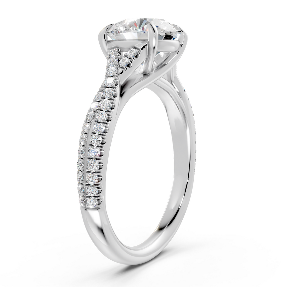 Criss-Cross Split Shank Round Diamond Engagement Ring (2.28 cttw)