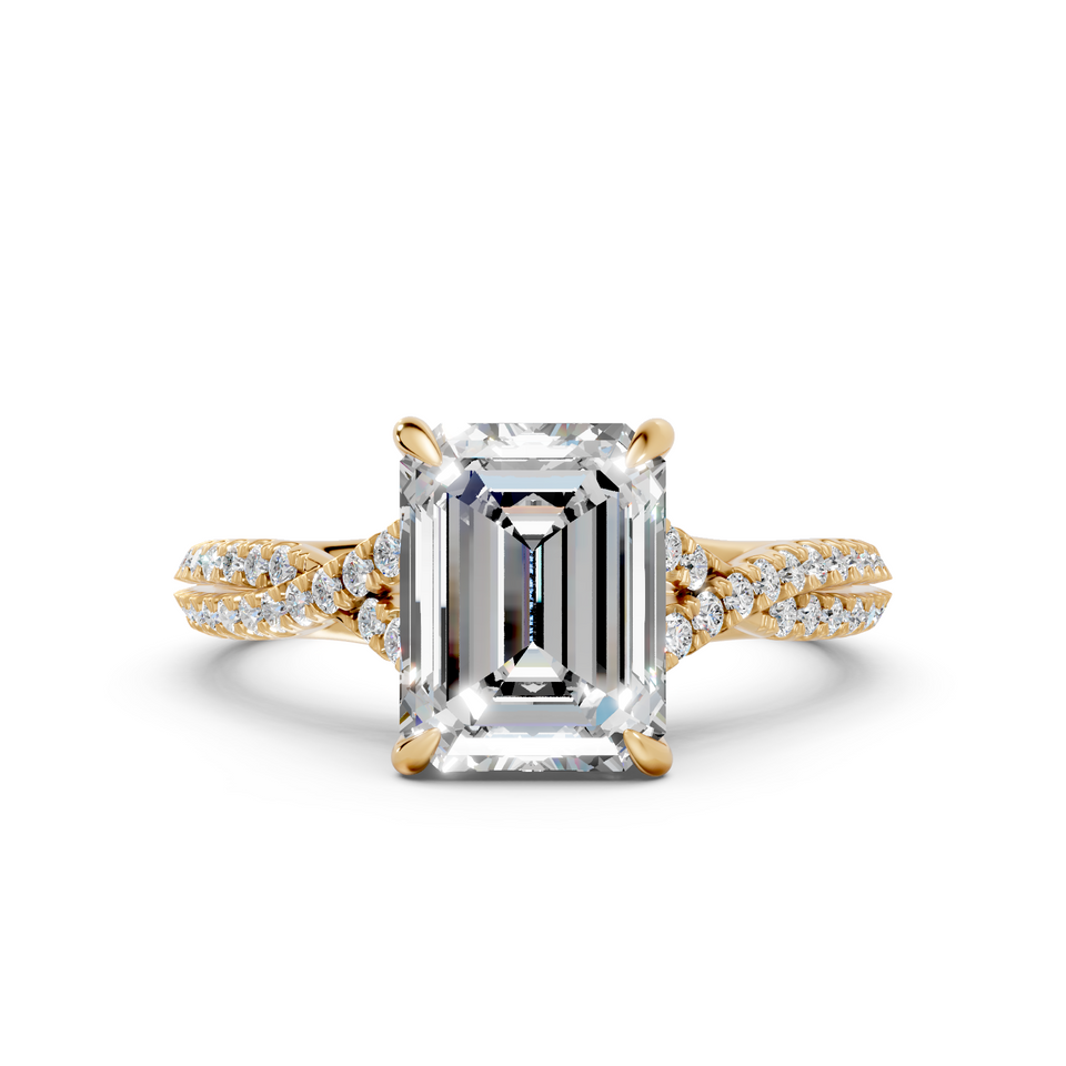 Emerald-Cut Diamond Criss-Cross Engagement Ring (2.28 cttw)