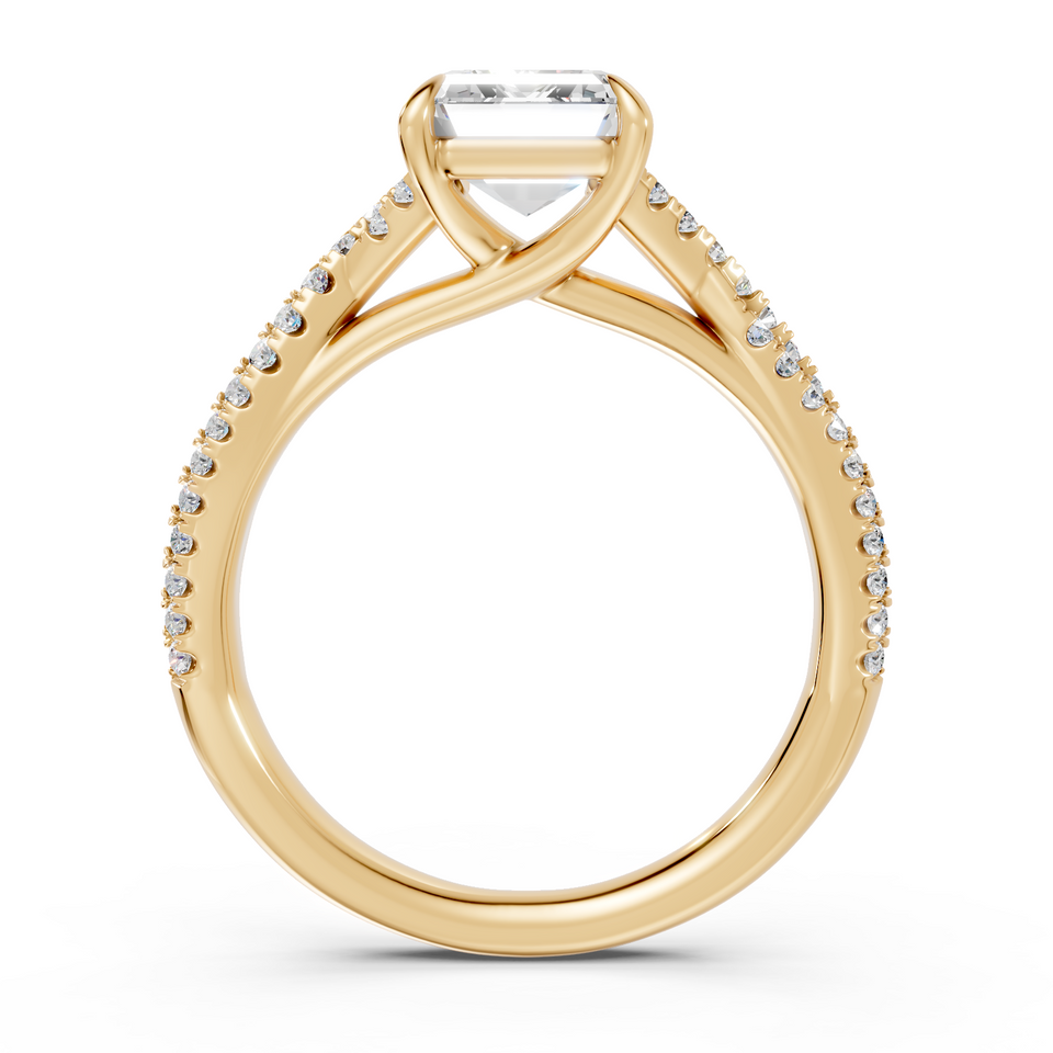 Emerald-Cut Diamond Criss-Cross Engagement Ring (2.28 cttw)