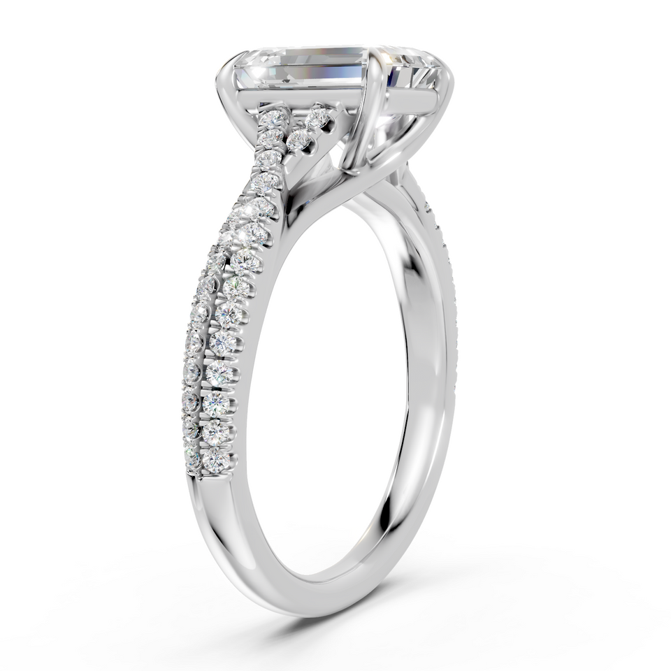 Emerald-Cut Diamond Criss-Cross Engagement Ring (2.28 cttw)