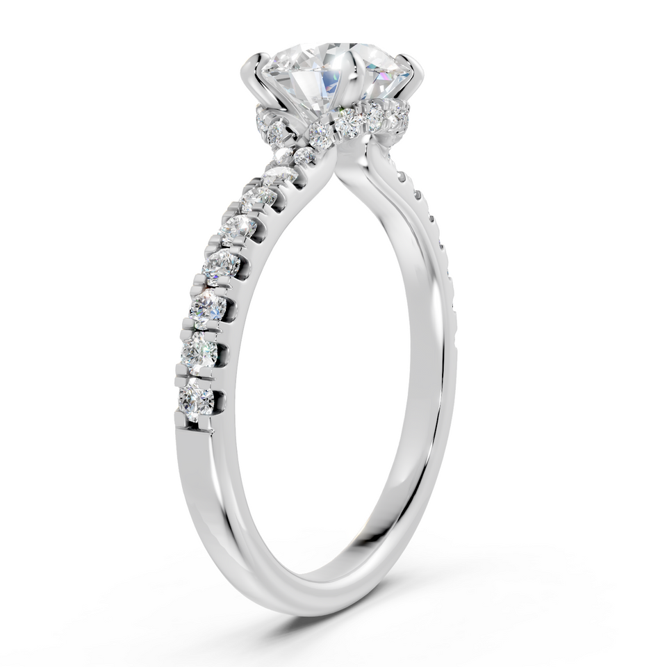 Classic Hidden Halo Round Diamond Engagement Ring (1.35 cttw)