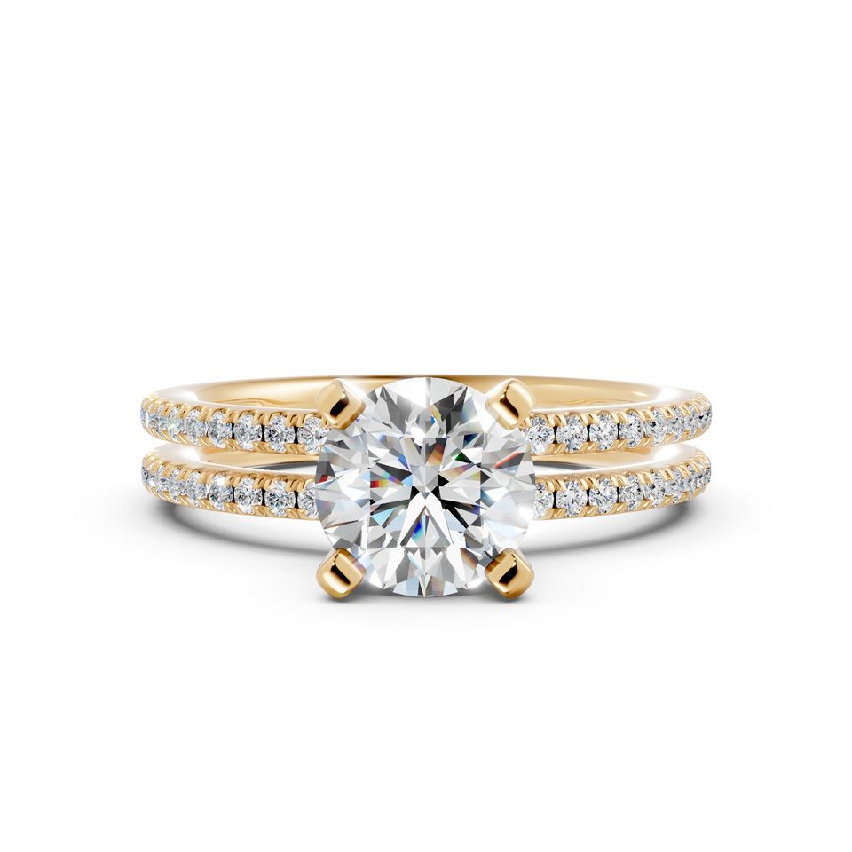 Double Row Pavé Round Diamond Engagement Ring (1.26 cttw)
