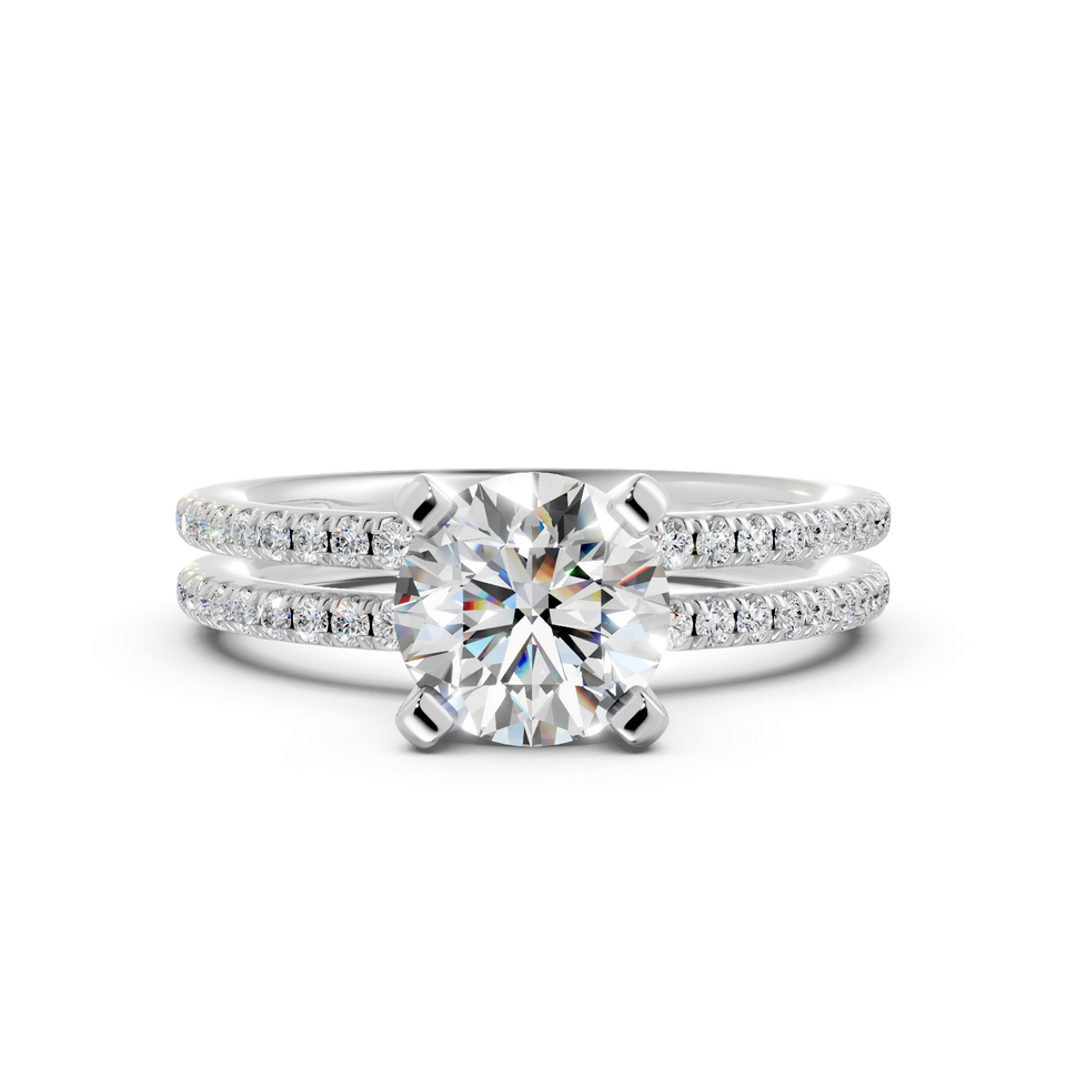 Double Row Pavé Round Diamond Engagement Ring (1.26 cttw)
