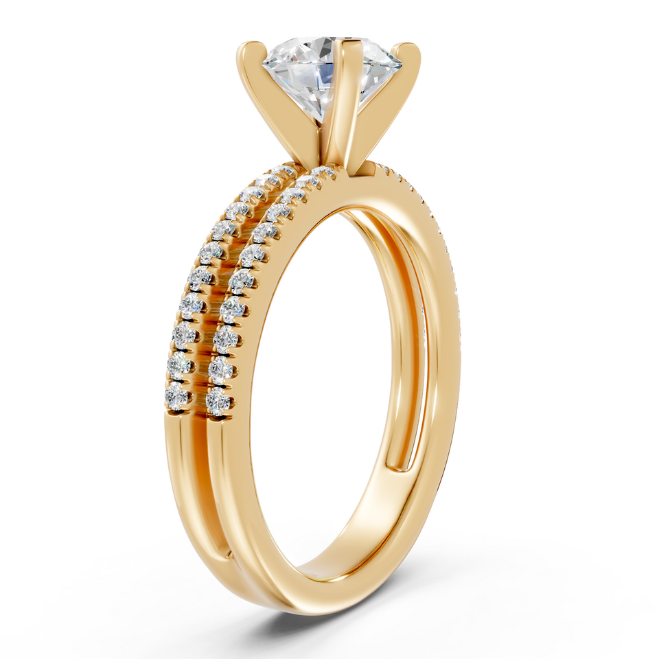 Double Row Pavé Round Diamond Engagement Ring (1.26 cttw)