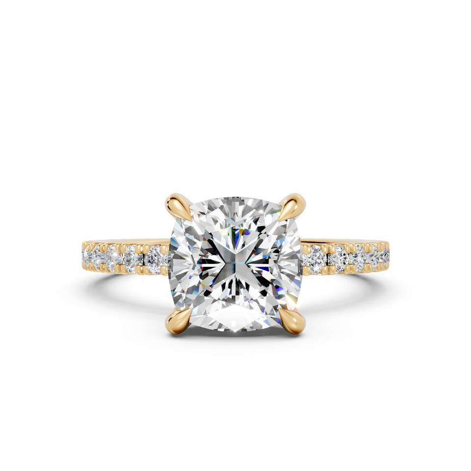 Cushion-Cut Diamond Hidden Halo Engagement Ring (2.48 cttw)