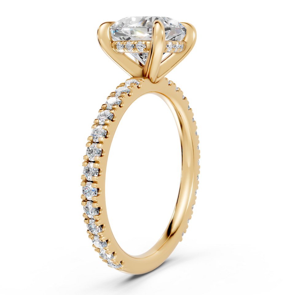 Cushion-Cut Diamond Hidden Halo Engagement Ring (2.48 cttw)