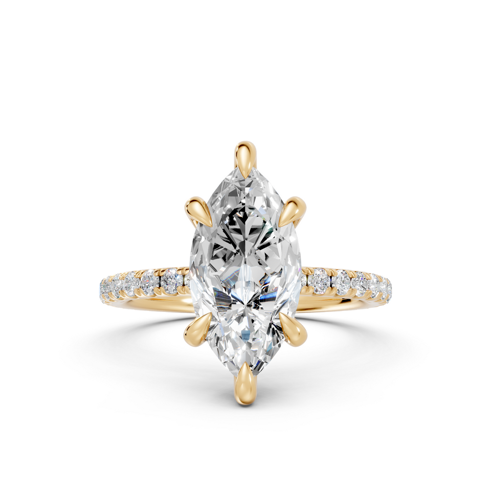 Marquise-Cut Diamond Hidden Halo Engagement Ring (3.00 cttw)