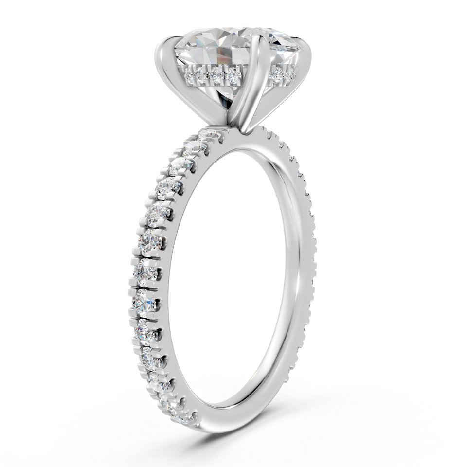 Oval-Cut Diamond Hidden Halo Engagement Ring (2.48 cttw)