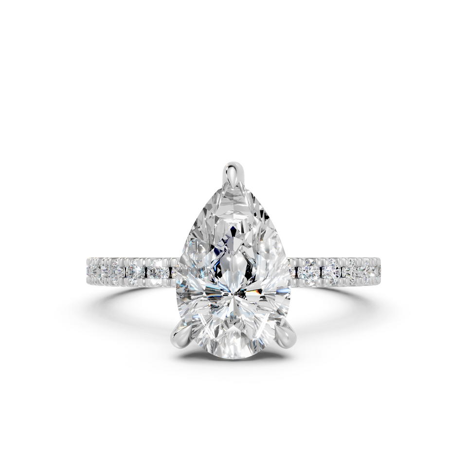 Pear-Cut Diamond Hidden Halo Engagement Ring (2.50 cttw)