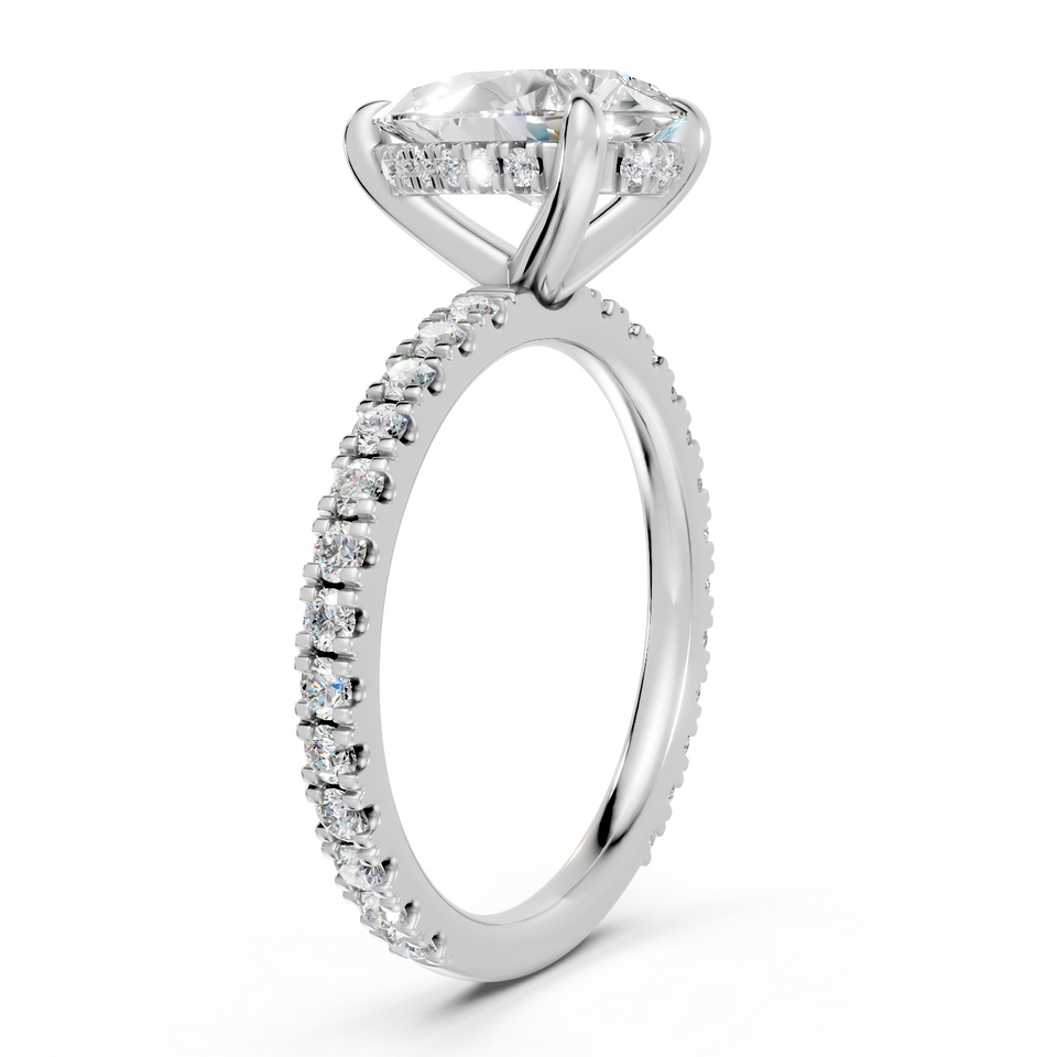 Pear-Cut Diamond Hidden Halo Engagement Ring (2.50 cttw)