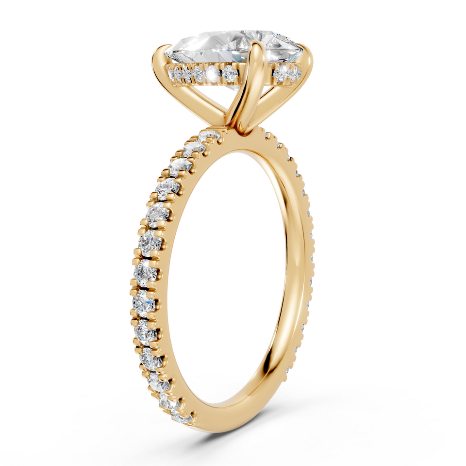 Pear-Cut Diamond Hidden Halo Engagement Ring (2.50 cttw)