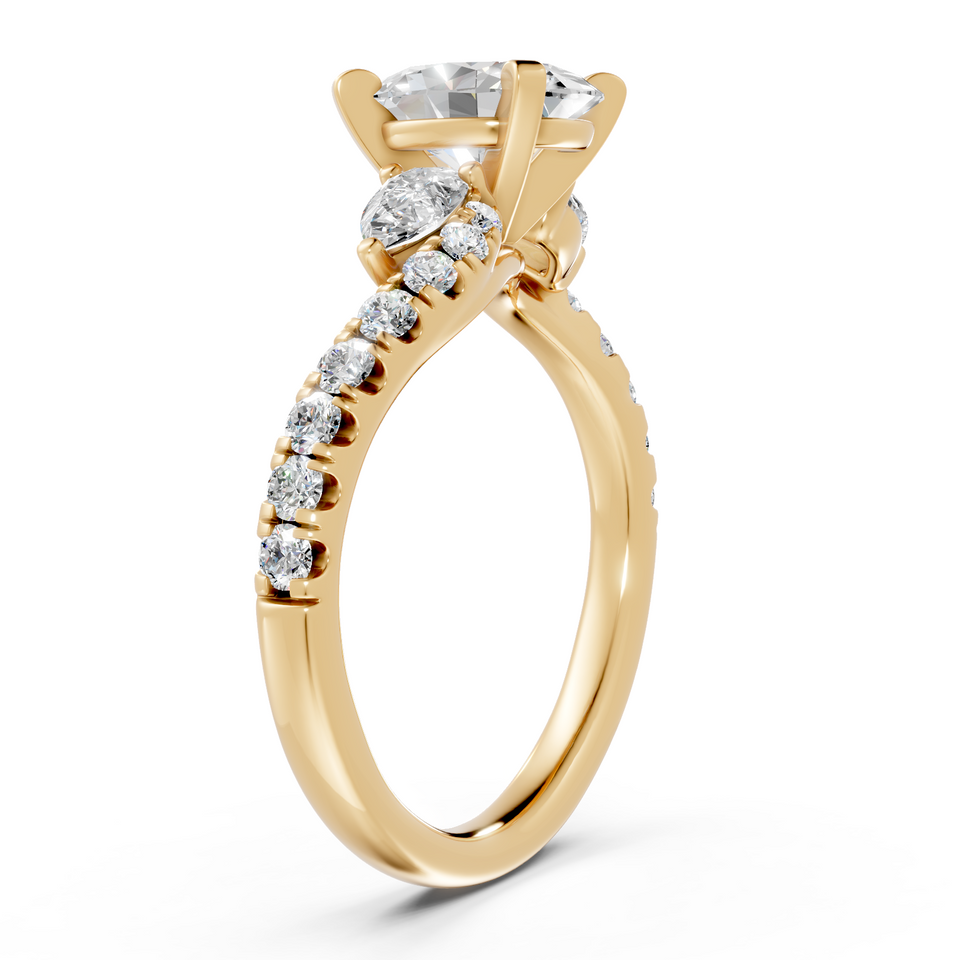 Oval Three-Stone Bypass Diamond Engagement Ring (1.51 cttw)
