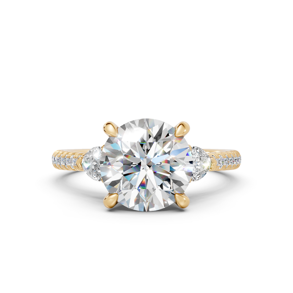 Round Three-Stone Engagement Ring with Pear Accents (2.54 cttw)