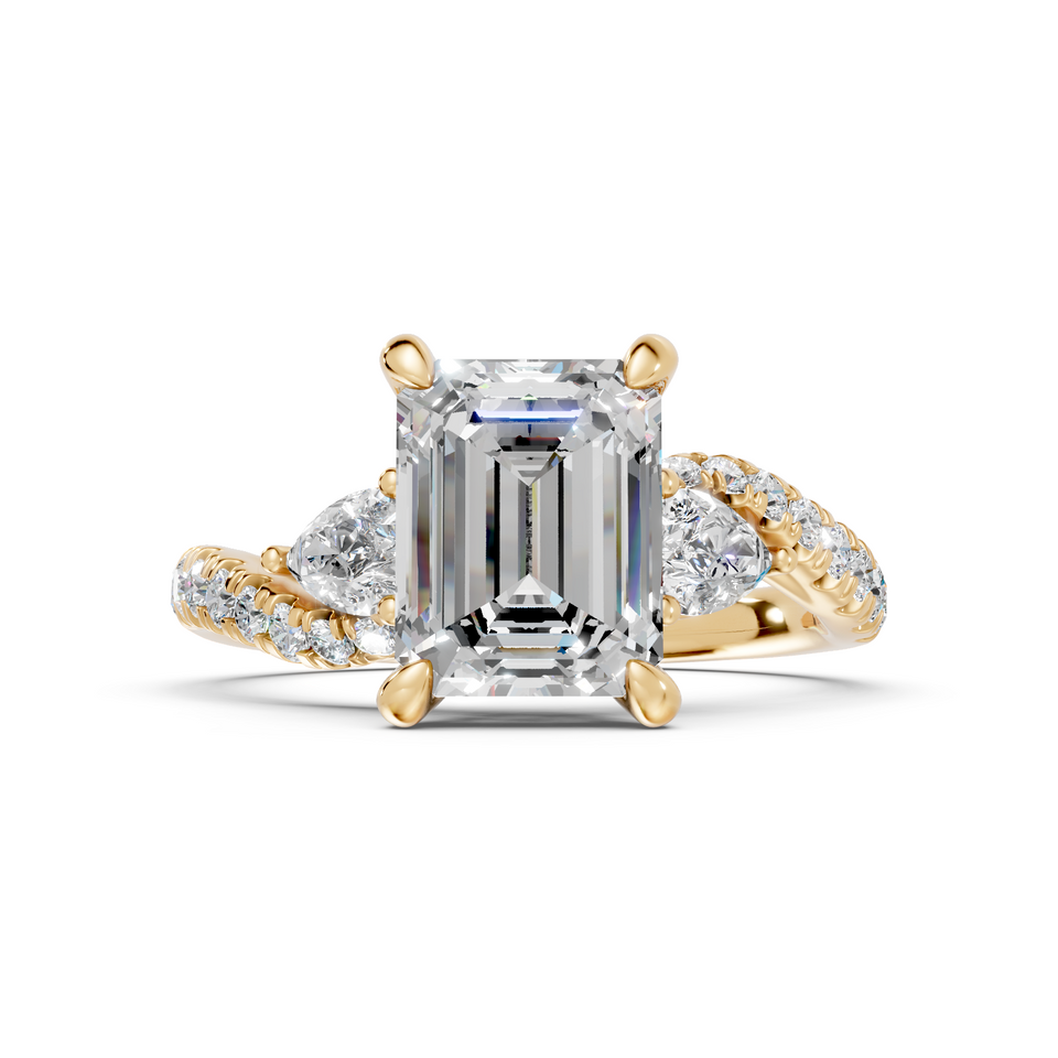 Emerald Bypass Engagement Ring with Pear Accents (2.64 cttw)