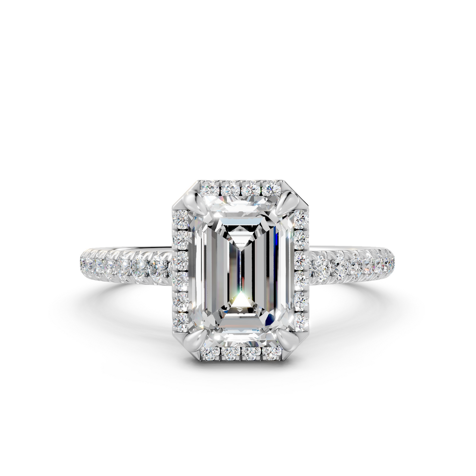 Emerald Halo Engagement Ring with Pavé Accents (2.37 cttw)