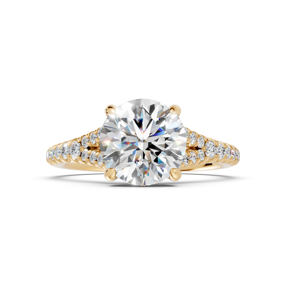 Round Split-Shank Engagement Ring with Pear Accents (2.31 cttw)