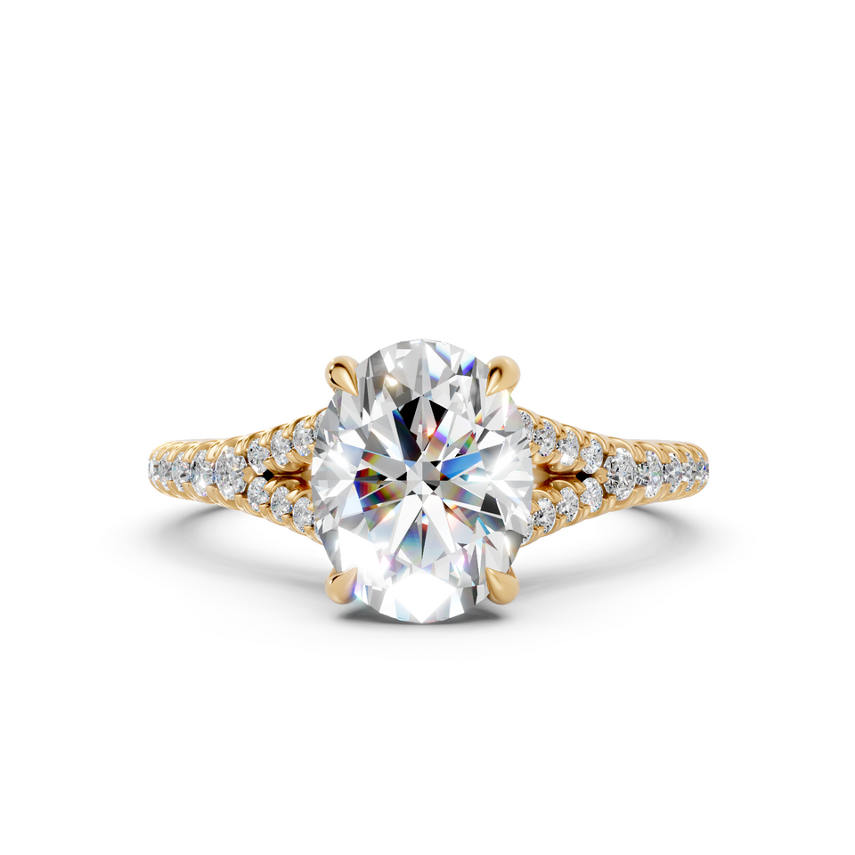 Oval Split-Shank Engagement Ring with Pear Accents (2.30 cttw)