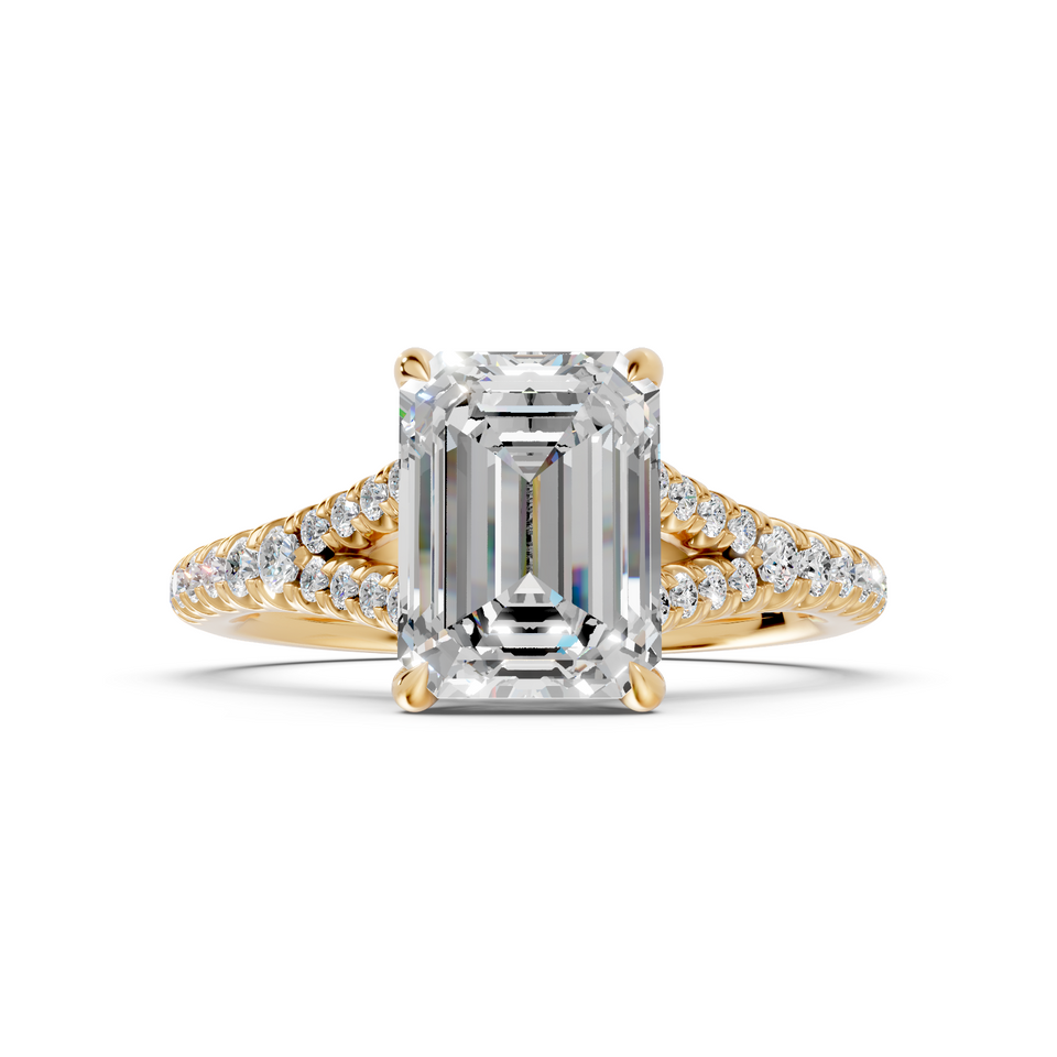 Emerald Split-Shank Engagement Ring with Pear Accents (2.31 cttw)