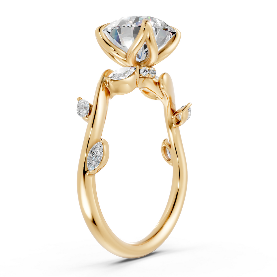 Round Nature-Inspired Vine Engagement Ring with Marquise Accents (2.31 cttw)