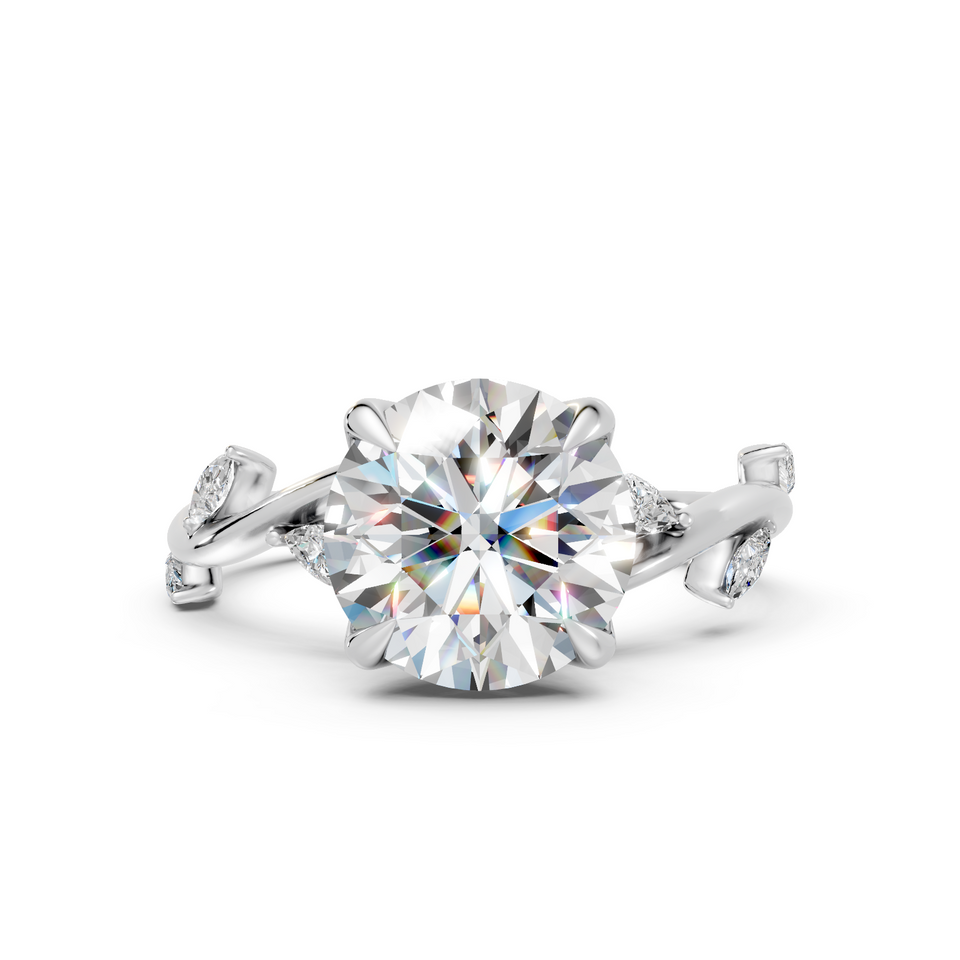 Round Nature-Inspired Vine Engagement Ring with Marquise Accents (2.31 cttw)