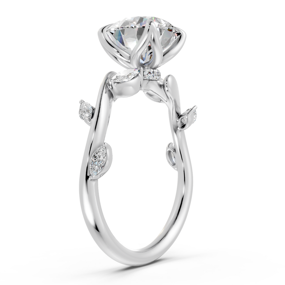 Round Nature-Inspired Vine Engagement Ring with Marquise Accents (2.31 cttw)