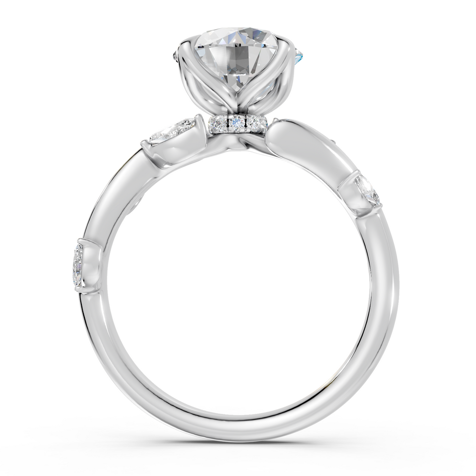 Round Nature-Inspired Vine Engagement Ring with Marquise Accents (2.31 cttw)