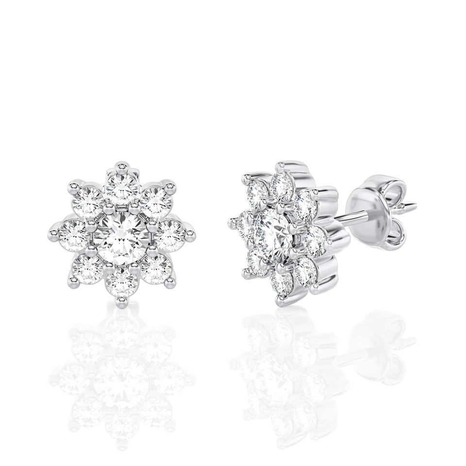 Floral Design Halo Studs Earrings (0.50 ct.tw.)