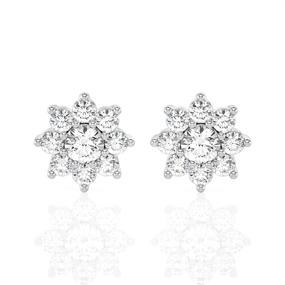 Floral Design Halo Studs Earrings (1.00 ct.tw.)
