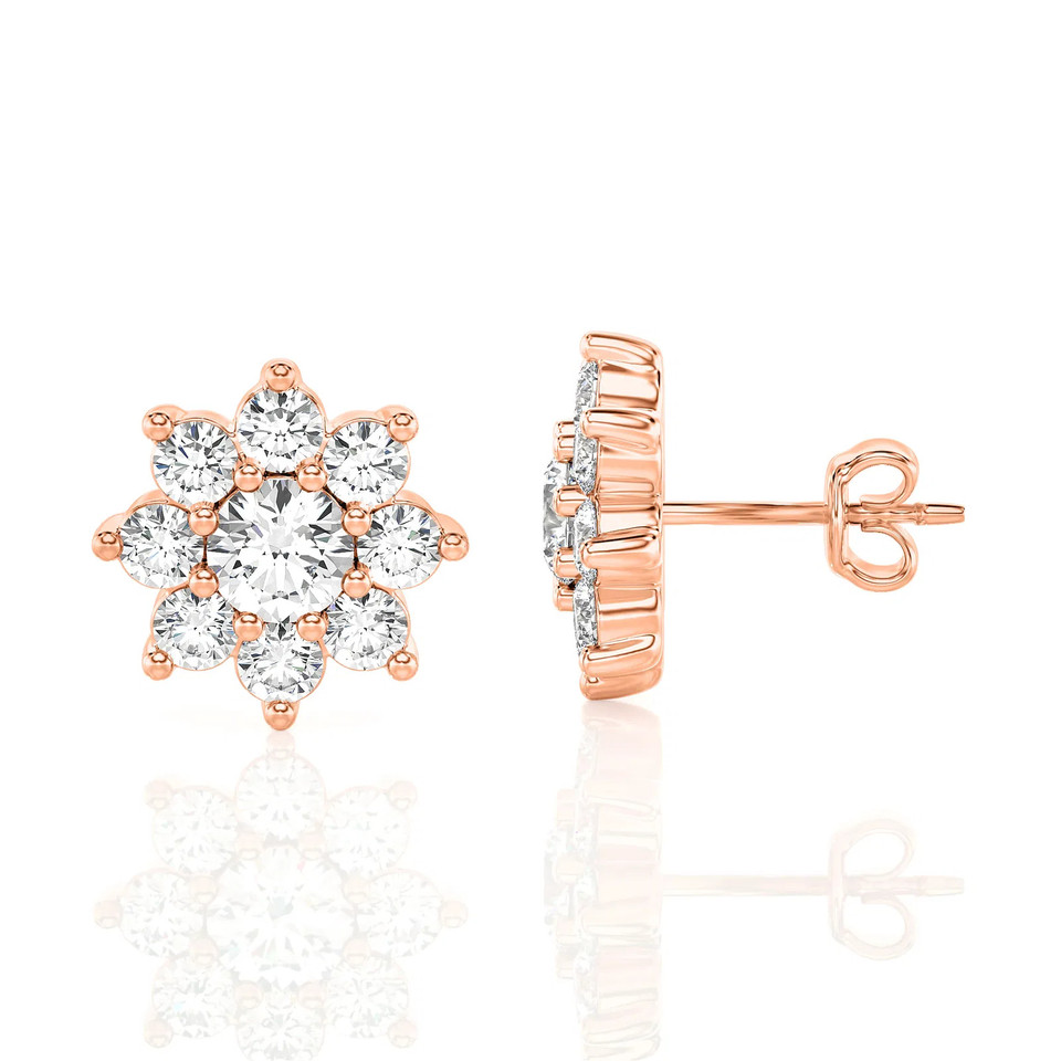Floral Design Halo Studs Earrings (1.00 ct.tw.)