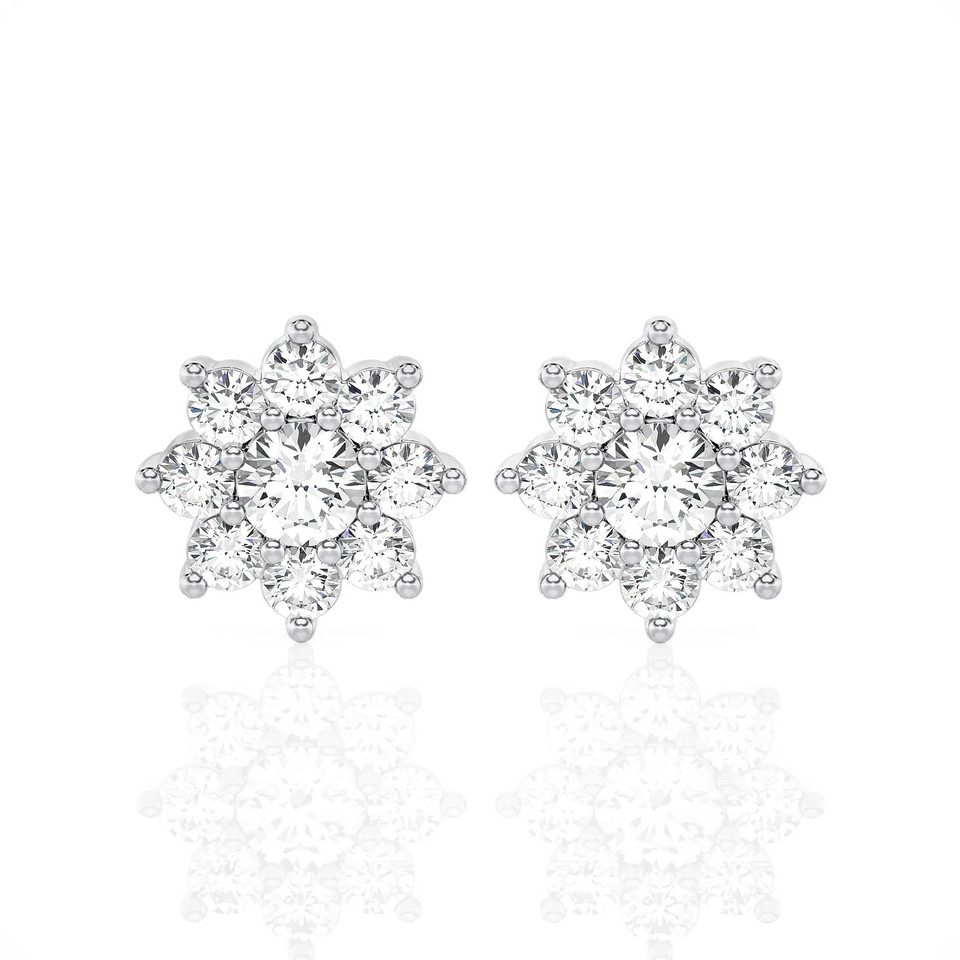 Floral Design Halo Studs Earrings (2.00 ct.tw.)