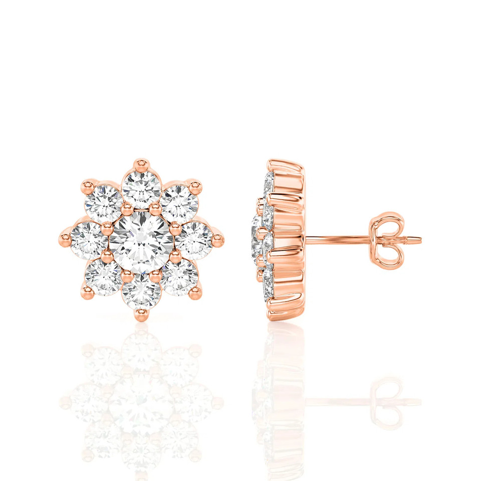 Floral Design Halo Studs Earrings (2.00 ct.tw.)