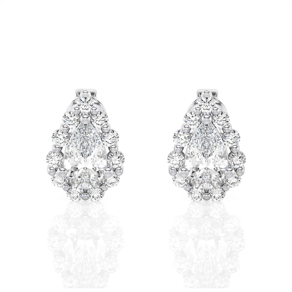 Pear Shape Halo Stud Earrings (1.10 ct.tw.)