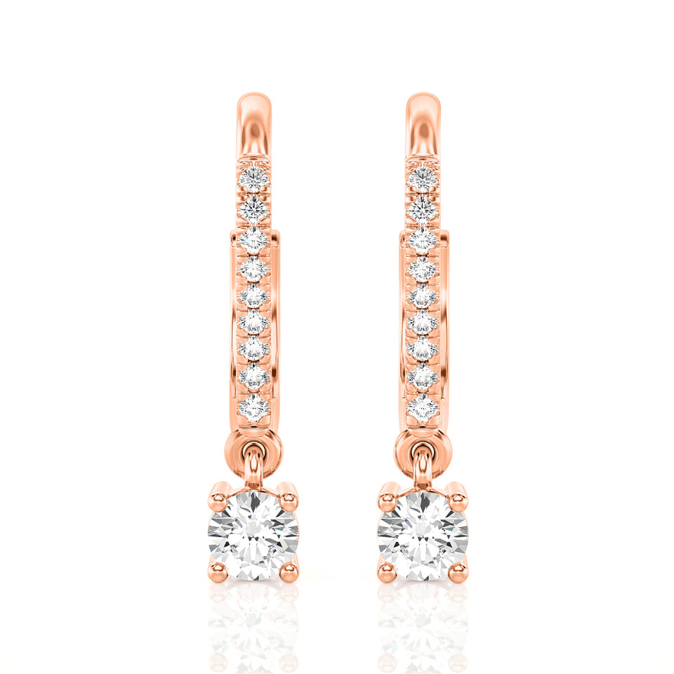 Round Diamond Drop Hoops Earrings (0.50 ct.tw.)