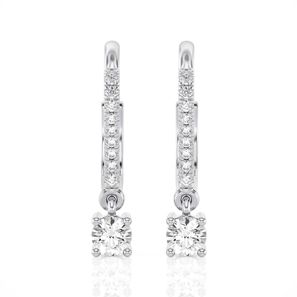 Round Diamond Drop Hoops Earrings (0.50 ct.tw.)