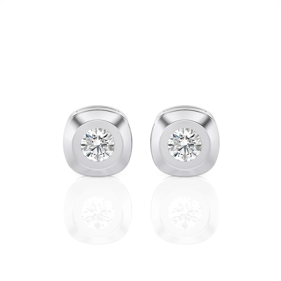 Rounded-Edge Bezel Set Stud Earrings (0.20 ct.tw.)