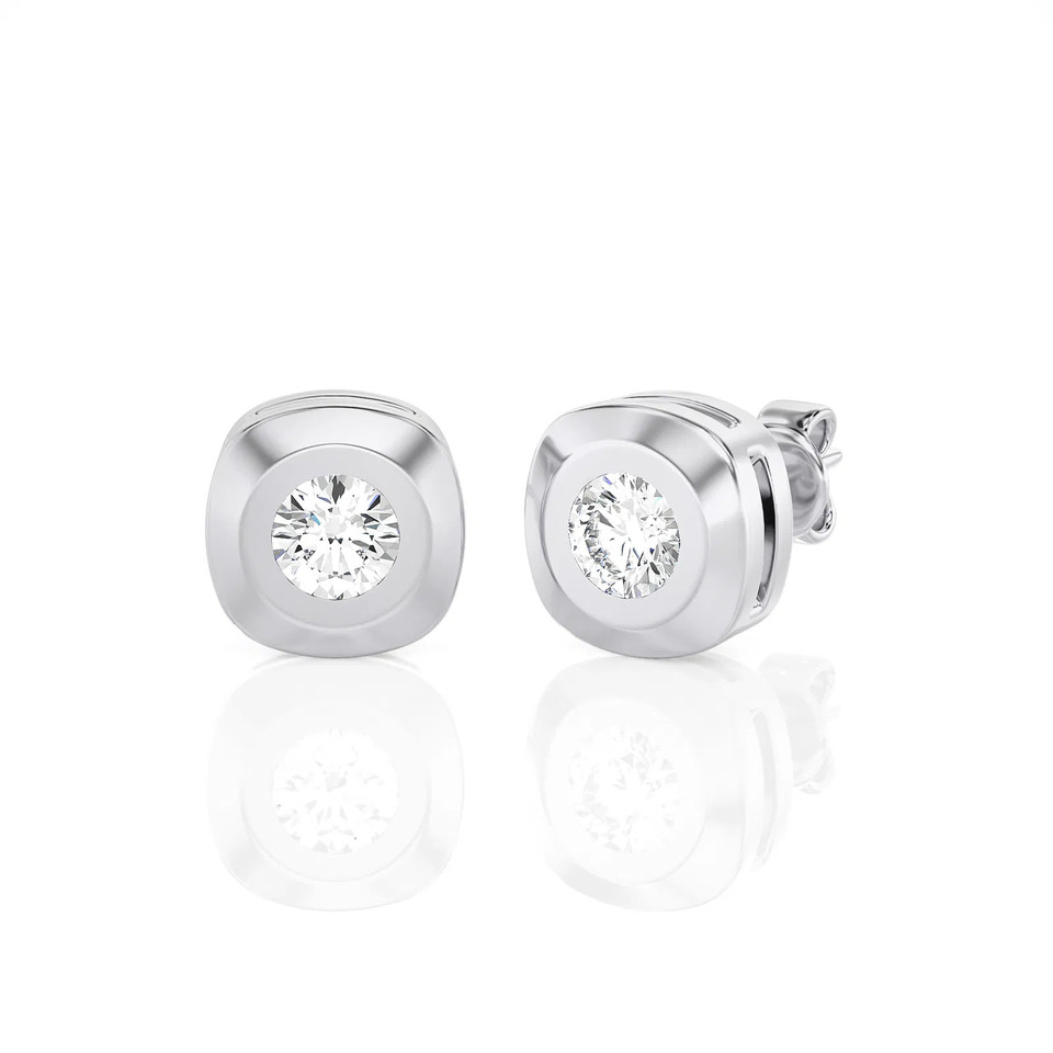 Rounded-Edge Bezel Set Stud Earrings (0.20 ct.tw.)