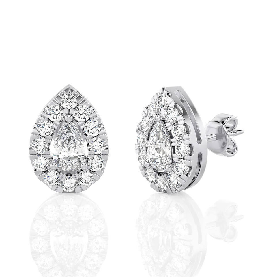 Pear Shape Halo Stud Earrings (1.00 ct.tw.)