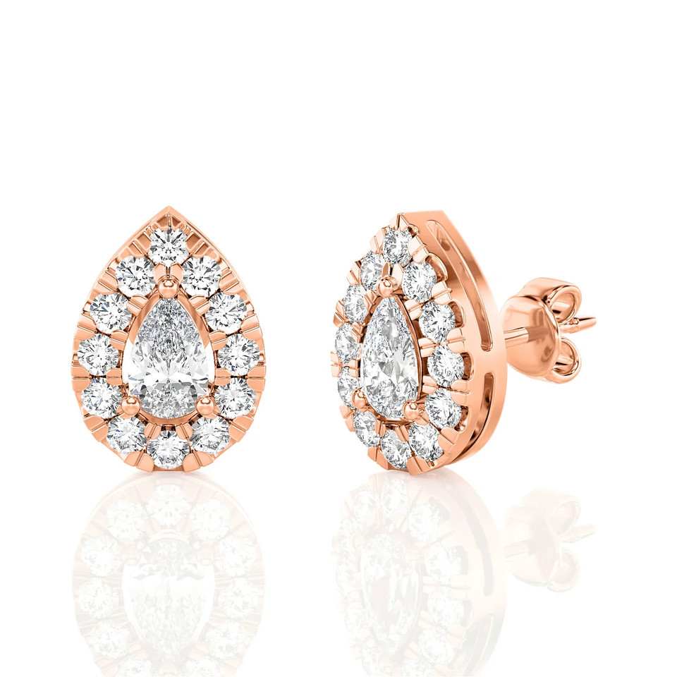 Pear Shape Halo Stud Earrings (1.00 ct.tw.)