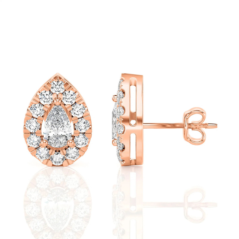 Pear Shape Halo Stud Earrings (1.00 ct.tw.)