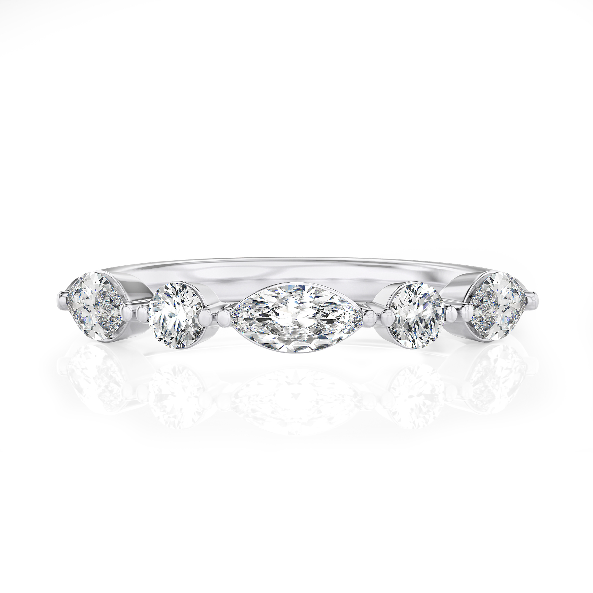 Lab Grown 1.0Ct Marquise & Round Diamond Ring 14K Gold (VS, F Color)