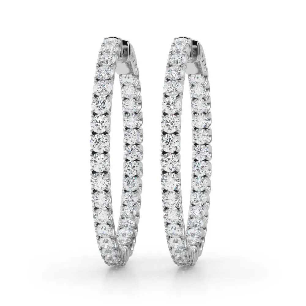 Inside-Outside U-Prong 36mm Round Shaped Lab Diamond Hoop Earrings (3.72 ct.tw.)