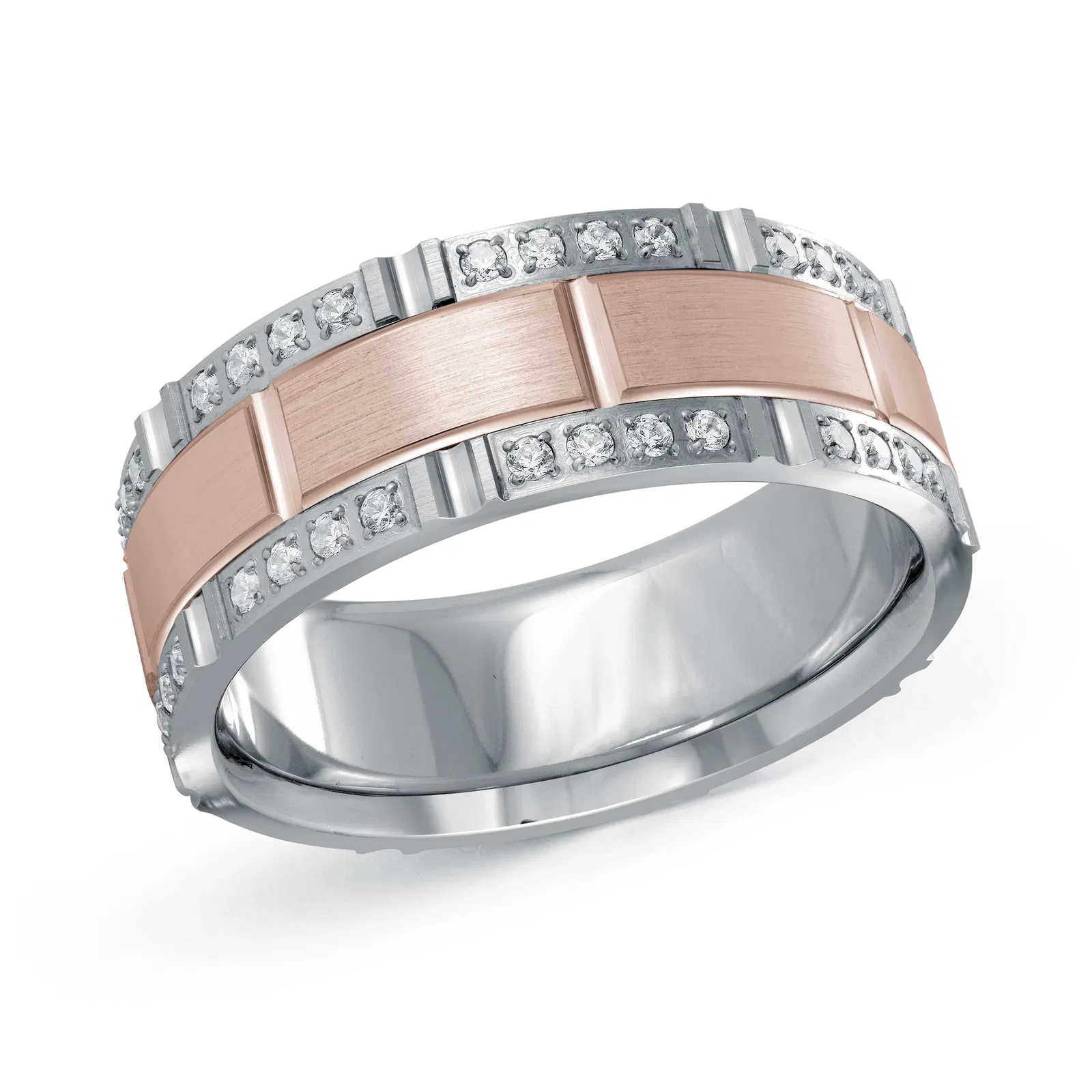 14K White and Rose Gold 8mm Diamond Ring (0.60 ct.tw.)