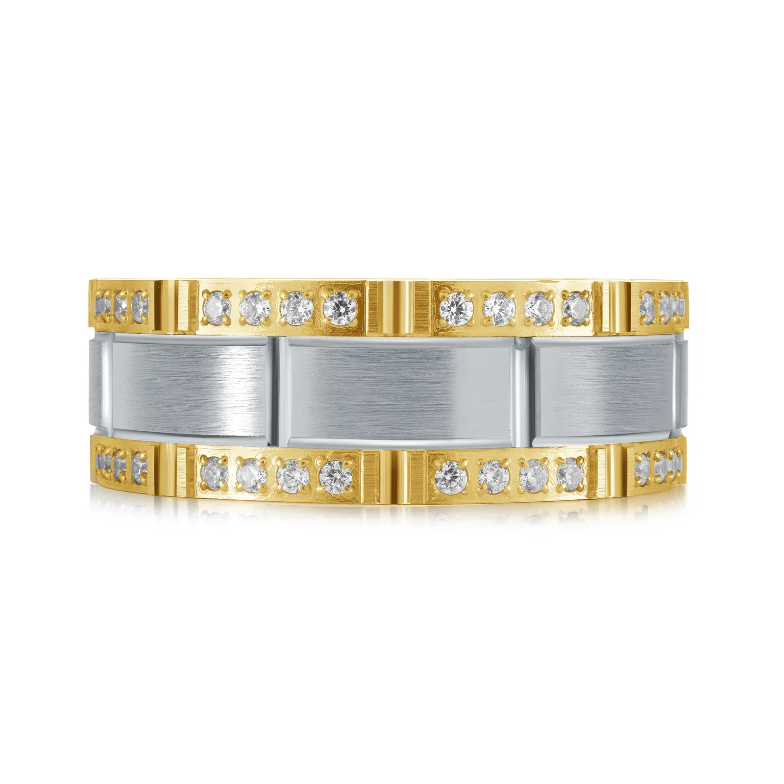 14K Yellow and White Gold 8mm Diamond Ring (0.60 ct.tw.)