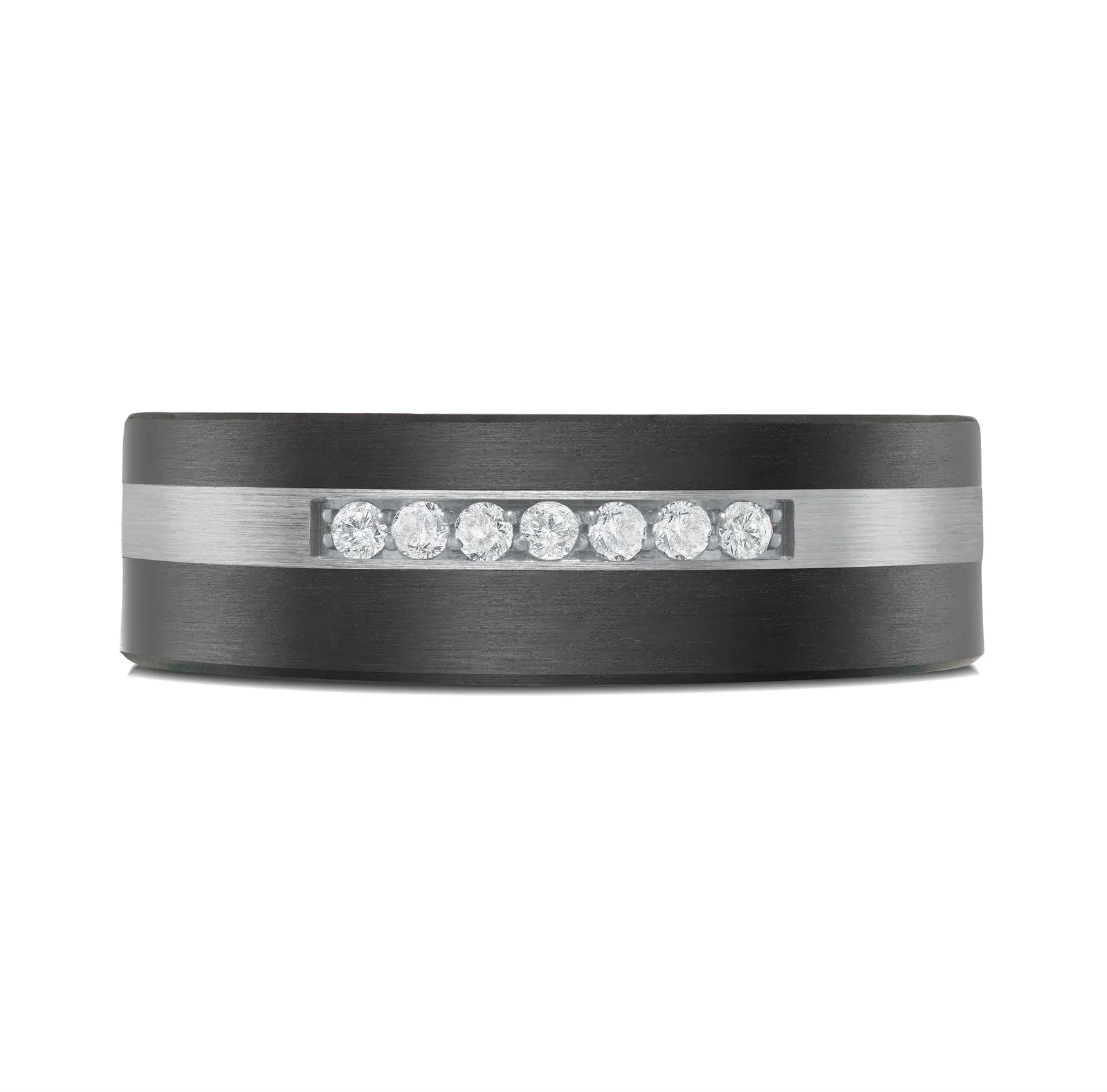 Tantalum & 14K White Gold 7mm Men's Ring (0.10 ct.tw.)